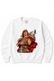 Graphic Cotton Crew Neck Sweatshirt with Wolf, Eagle and Warrior Figures