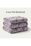 3 Pieces Flat Bedsheet Set with Floral Pattern King Size Bed Pillow Cover Set with 1 Bedsheet, 2 Pillow. Bedding Set (Purple!, King (U.K. Standard)) - 4