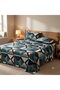 3 Pieces Flat Bedsheet Set with Floral Pattern King Size Bed Pillow Cover Set with 1 Bedsheet, 2 Pillow. Bedding Set (Blue White Abstract, King (U.K. Standard)) - 5