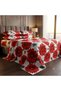 3 Pieces Flat Bedsheet Set with Floral Pattern King Size Bed Pillow Cover Set with 1 Bedsheet, 2 Pillow. Bedding Set (Red Floral, King (U.K. Standard))