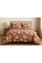 3 Pieces Flat Bedsheet Set with Floral Pattern King Size Bed Pillow Cover Set with 1 Bedsheet, 2 Pillow Cover Bedding Set (Brown, King (U.K. Standard))