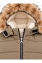 82510-26 Girl's Hooded Fur Detailed Zippered Pocket Inflatable Coat 6-9 Years Old - 5