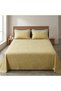 3 Pieces Flat Bedsheet Set with Floral Pattern King Size Bed Pillow Cover Set with 1 Bedsheet, 2 Pillow. Bedding Set (Mustard Blue, King (U.K. Standard)) - 3
