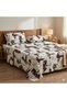 3 Pieces Flat Bedsheet Set with Floral Pattern King Size Bed Pillow Cover Set with 1 Bedsheet, 2 Pillow. Bedding Set (Urban Sketch White, King (U.K. Standard)) - 5