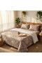3 Pieces Flat Bedsheet Set with Floral Pattern King Size Bed Pillow Cover Set with 1 Bedsheet, 2 Pillow. Bedding Set (Brown Abstract, King (U.K. Standard)) - 6