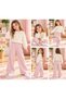 Girl's Knitwear 2-Piece Set Powder Pink Knitted Sweater and Wide-Leg Pants Combination - 2