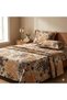 3 Pieces Flat Bedsheet Set with Floral Pattern King Size Bed Pillow Cover Set with 1 Bedsheet, 2 Pillow. Bedding Set (Brown Floral Leaves, King (U.K. Standard)) - 5