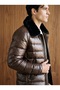 Men's Collar Inflatable Coat with Fur - 2