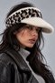 Wild Leopard Plush Winter Visor Hat |   Soft Textured Leopard Patterned Women's Hat