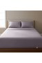 Luxury 3-Piece Turkish Cotton Bedsheet Set – 300 Thread Count, Elegant Stripe & Plain Dyed Flat Sheet Collection with Matching Pillowcases (King Size) (Purple, King (U.K. Standard)) - 3