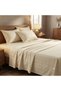 Luxury 3-Piece Turkish Cotton Bedsheet Set – 300 Thread Count, Elegant Stripe & Plain Dyed Flat Sheet Collection with Matching Pillowcases (King Size) (Royal Damask Beige Box, King (U.K. Standard)) - 5
