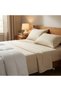 Luxury 3-Piece Turkish Cotton Bedsheet Set – 300 Thread Count, Elegant Stripe & Plain Dyed Flat Sheet Collection with Matching Pillowcases (King Size) (Royal Damask Beige, King (U.K. Standard)) - 6