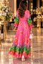 Crepe Fabric Dress with Buckle Detail and Side Slits, Pink - 2