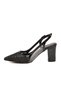 Black Stone Embellished Adjustable Ankle Strap Thick Heel Pointed Toe Women's Evening Dress Shoes - 2