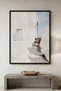 Mediterranean White Alley Architecture Wall Art | Portrait Framed Canvas Print | Luxury Home Decor