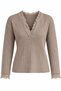 Mink Collar Lace Sleeve V-Neck Sweater - 261069