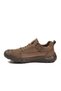 Beige Genuine Leather Lace-Up Men's Casual Shoes - 4