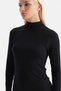 Black Modal Cashmere Turtleneck Long Sleeve Top Cashmere - 5