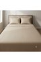 Luxury 3-Piece Turkish Cotton Bedsheet Set – 300 Thread Count, Elegant Stripe & Plain Dyed Flat Sheet Collection with Matching Pillowcases (King Size) (Warm Beige, King (U.K. Standard)) - 3
