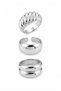 Women's Silver Color 3-Piece Combination Ring Set Croissant and Curved Model (Shipped with Box) - 2