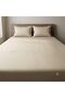 Luxury 3-Piece Turkish Cotton Bedsheet Set – 300 Thread Count, Elegant Stripe & Plain Dyed Flat Sheet Collection with Matching Pillowcases (King Size) (Royal Damask Beige, King (U.K. Standard)) - 3