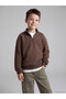Ozmarka New Season Brown Stand Collar Boys' Sweatshirt