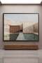 Earthy Tones Brutalist Architecture Wall Art | Landscape Framed Canvas Print | Luxury Home Decor