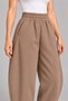 Women's Milk Coffee Color Scuba Fabric High Front Seam Detailed Balloon Trousers Barrel Cut - 2