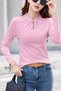 Women's long sleeve mandarin collar modal blouse with chinese knot detail - 2