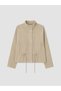 Özmarka New Season Beige Gathered Suede Look Women's Jacket - 7