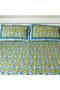 Bedsheet and 2 Pillow Covers - Light Blue and Yellow Lotus Bloom Print - 5