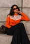Women's off-the-shoulder lace-trimmed stand collar camisole blouse - 3