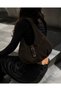 Women's Hobo Brown Shoulder Bag with Suede Texture Belt and Staple Detail - 2