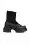 Women's Black Knitwear Detailed Loafer New Style Blunt Toe Lightweight and High Heeled Comfortable Shoes - 2