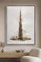 Abstract Burj Khalifa Sketch Architecture Wall Art | Portrait Framed Canvas Print | Home Decor