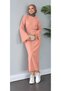 Women's Hijab Knitwear Dress Pearl Detailed Wide Sleeve Long Stretchy Ribbed Hijab Dress [130cm]