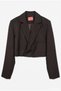 Stripe Detailed Crop Women's Jacket Ckt02669 Brown - 5