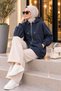 Women's Hooded Modal Fabric Zippered Long Wide Fit Sweatshirt Hijab Tunic - 3