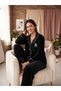 Women's French Velvet Buttoned Long Sleeve Printed Pajama Set - 2