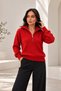 Women's Knitwear Sweater Zipper Collar Long Sleeve Ribbed Drop Shoulder Knitted Sweater - 2