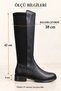 Women's Black Diving Fabric Stretchy Knee-Length Boots - 2