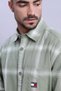 Mens Green Checked Regular Fit Cotton Shirt - 4