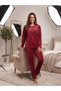 Women's French Velvet Crew Neck Long Sleeve Printed Pajama Set