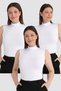 Premium Women's White Turtleneck Sleeveless Bodysuit 3-Pack Combination Piece Casual Style