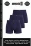 Special Production Navy Blue Men's Boxer Flat 3-Pack Cotton Lycra Classic Style Daily Wear Comfortable Model