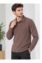 Black Men's Polo Neck Ribbed Knitwear Sweater - 2