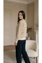 Women's Basic Brown Striped Long Sleeve Cotton Sweatshirt - 8