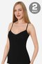 Premium String Strap Black Women's Buttoned Undershirt 2 Pack Cotton Clothing