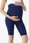Special Series Style Indoor Sports Above Knee Biker Flexible Adjustable Short Maternity Leggings Navy Blue
