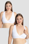 Premium Maternity Breastfeeding Bustier Sportsman's 2-Piece Set White Half Athlete Home Wear Plain Top Maternity Wear
